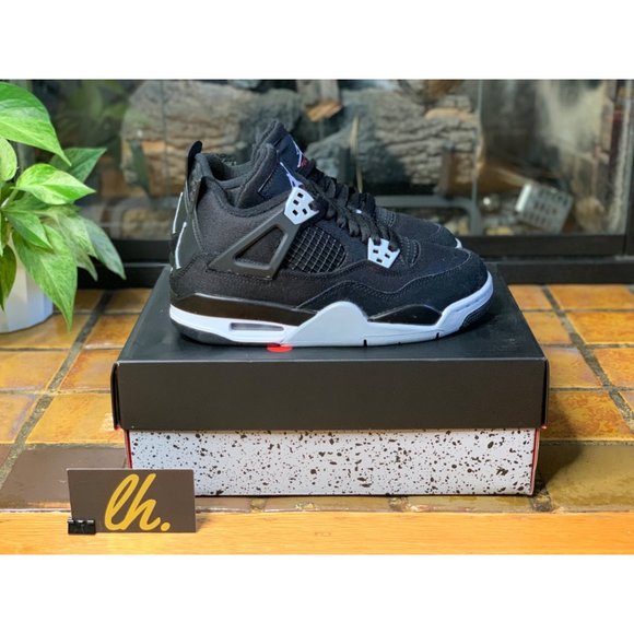 Youth 7y Air Jordan 4 Retro “Black Canvas” Athletic Basketball Sneakers DV0553-0 - Picture 5 of 8